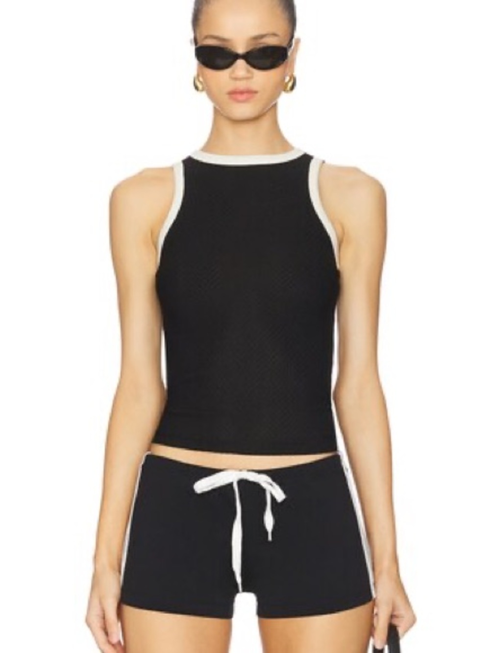 Lioness Black Tank with Cream Trim